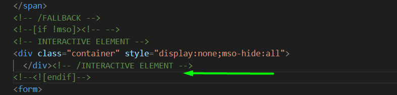 Snippet for fallback code Snippet for fallback code