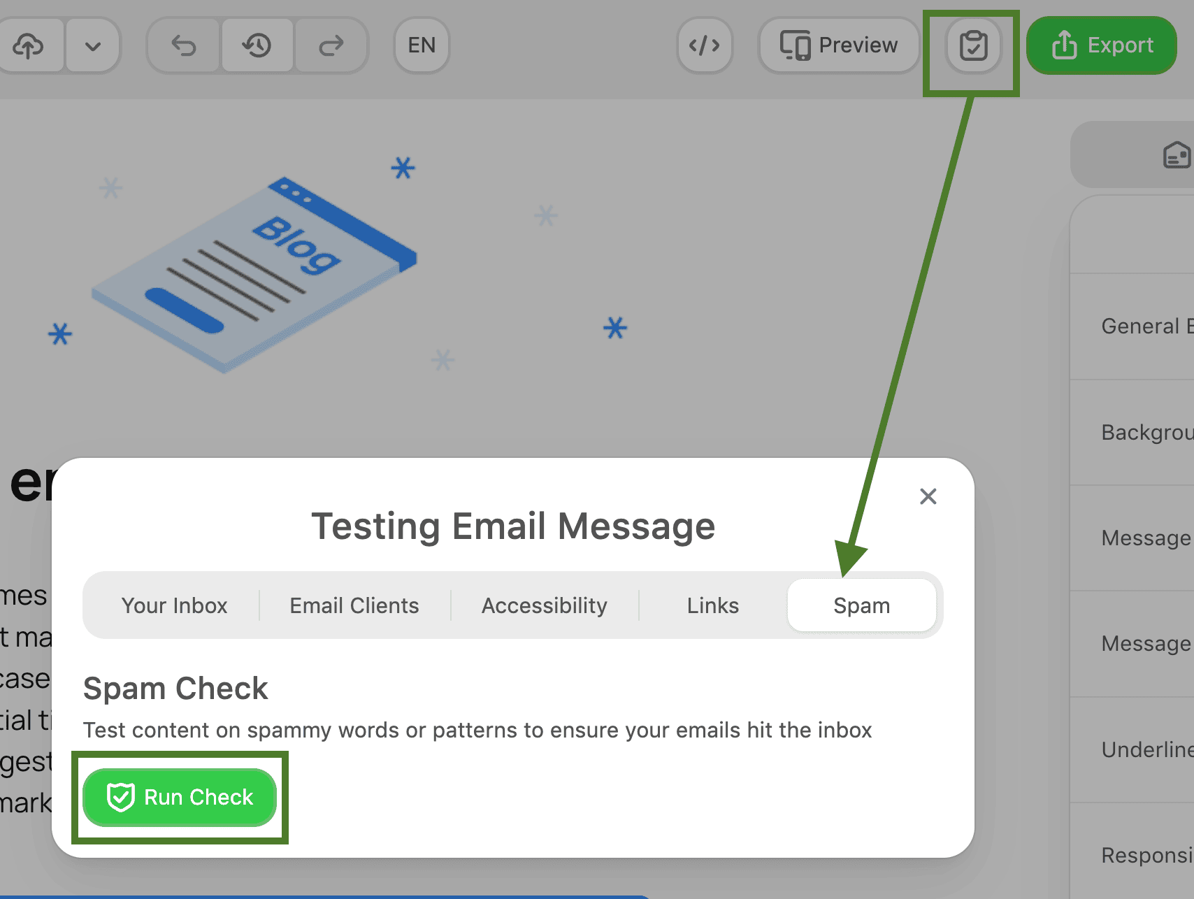 How to use the spam testing tool in Stripo