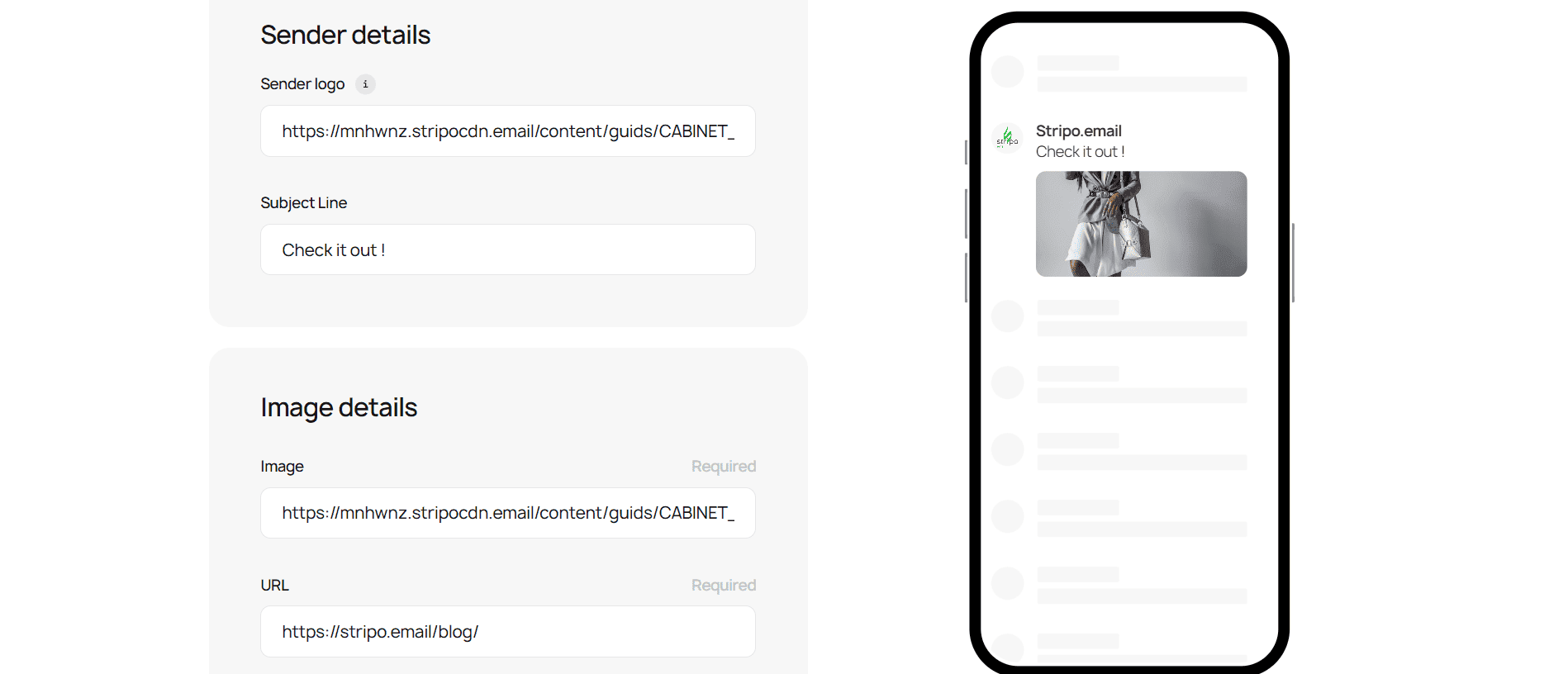 Single image preview builder