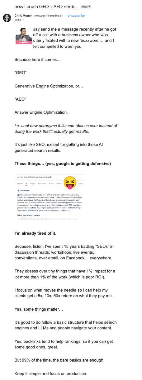 Example of email with storytelling Example of email with storytelling