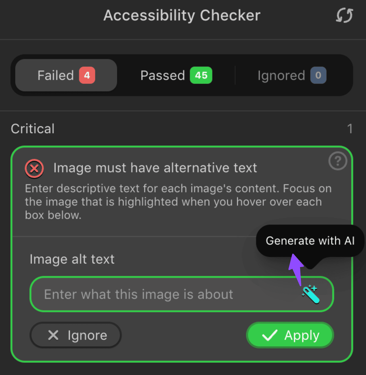 Checking alt text with Stripo directly in the editor