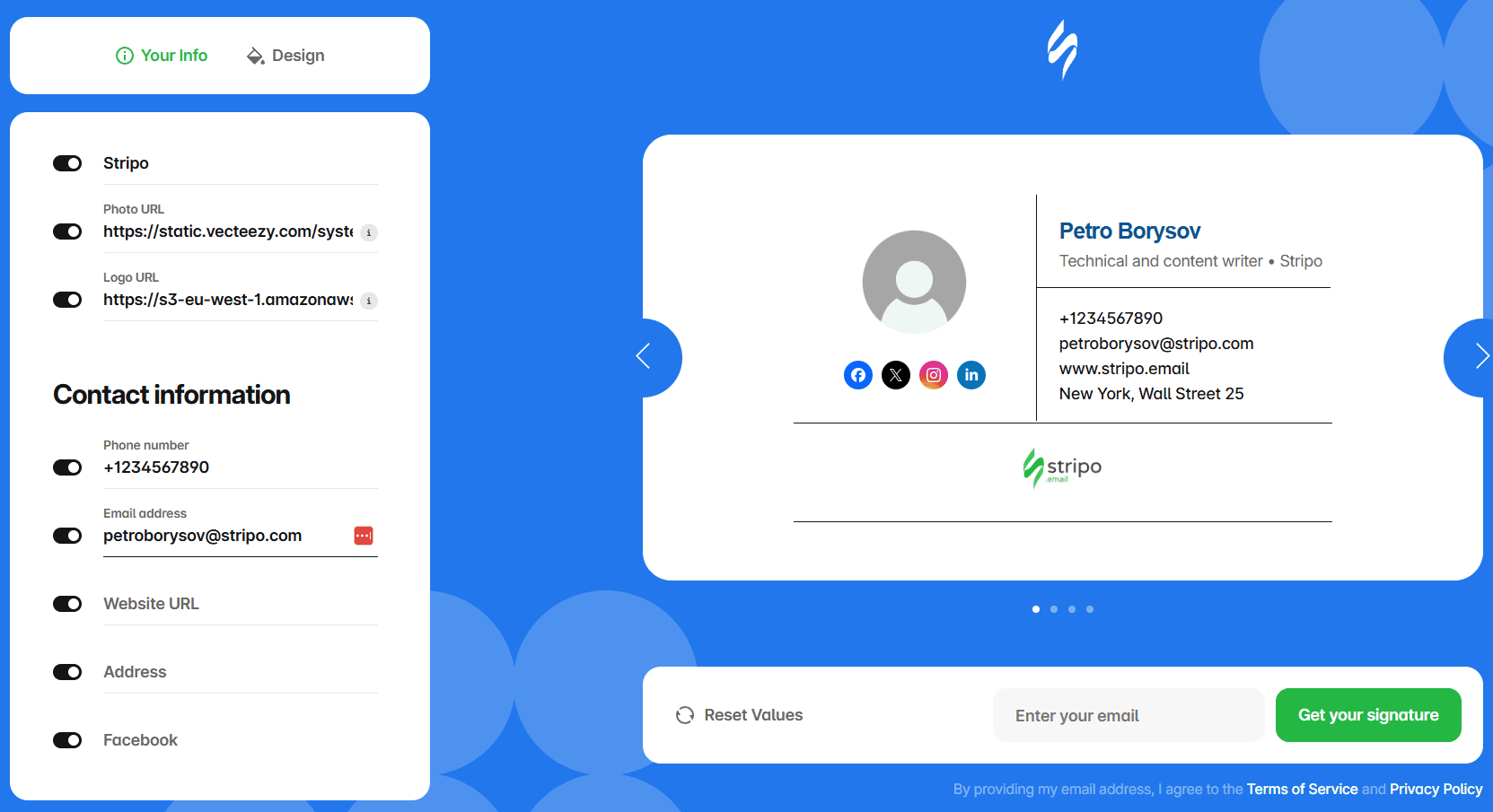 Stripo email signature generator
