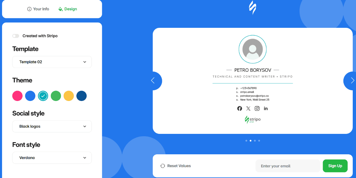 Stripo email signature generator customization