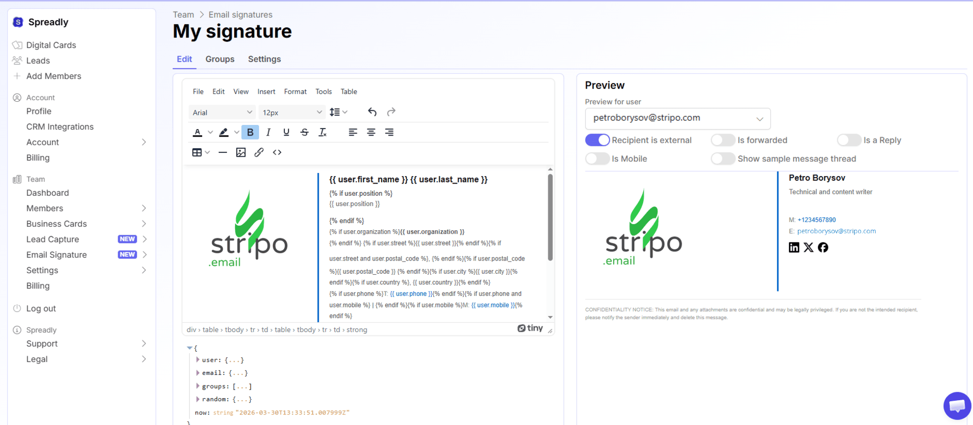 Spreadly email signature generator _ Signature example