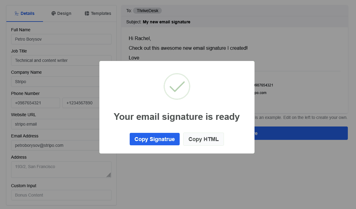 ThriveDesk _ The signature is ready