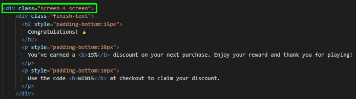 Final screen code