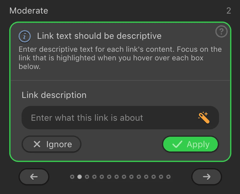 Optimizing link descriptions with Stripo&rsquo;s Accessibility Checker
