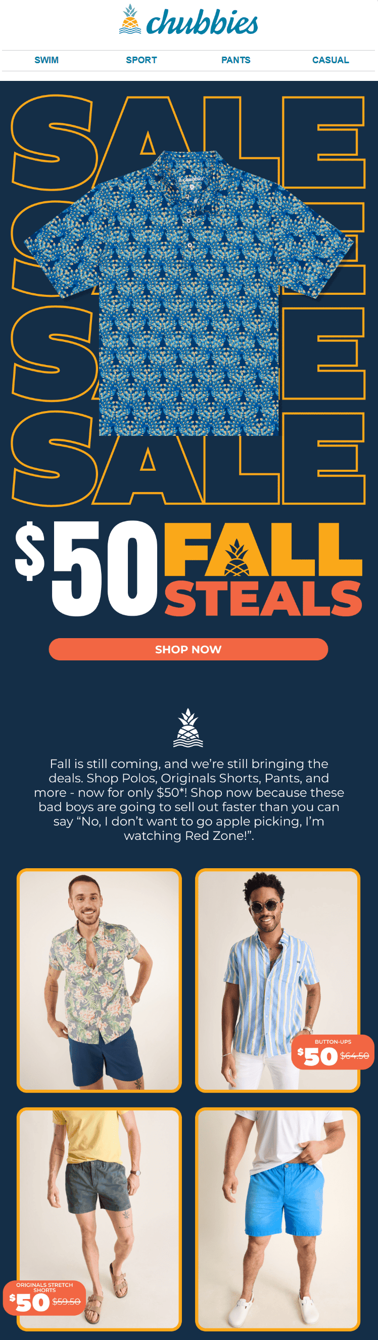 Correo electrónico de venta de verano de Chubbies Correo electrónico de venta de verano de Chubbies