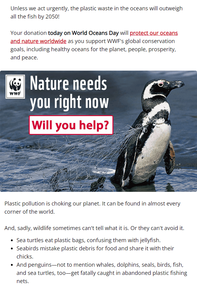 Ejemplo de boletín electrónico de WWFund Ejemplo de boletín electrónico de WWFund