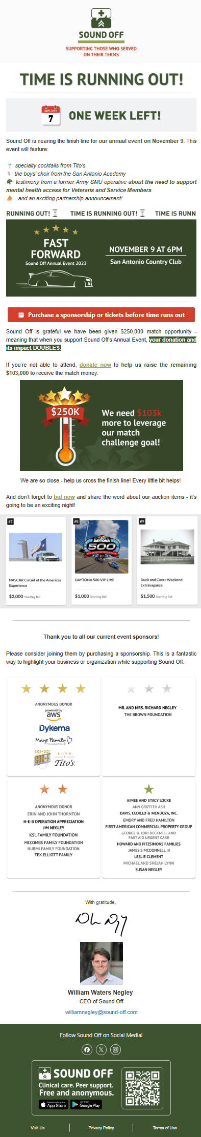 Email example for the non-profit organization