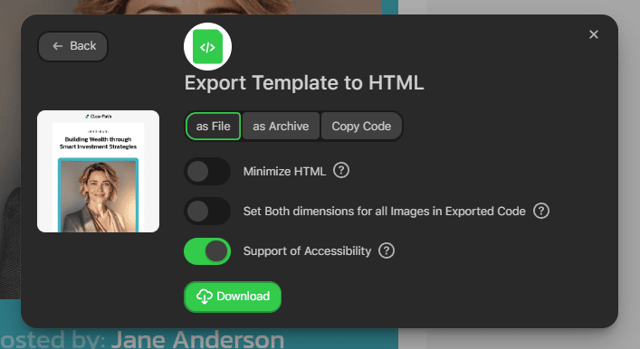 Exportação de arquivo HTML Exportação de arquivo HTML