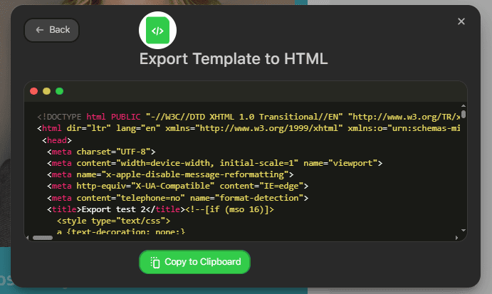Exportação de arquivo HTML Exportação de arquivo HTML