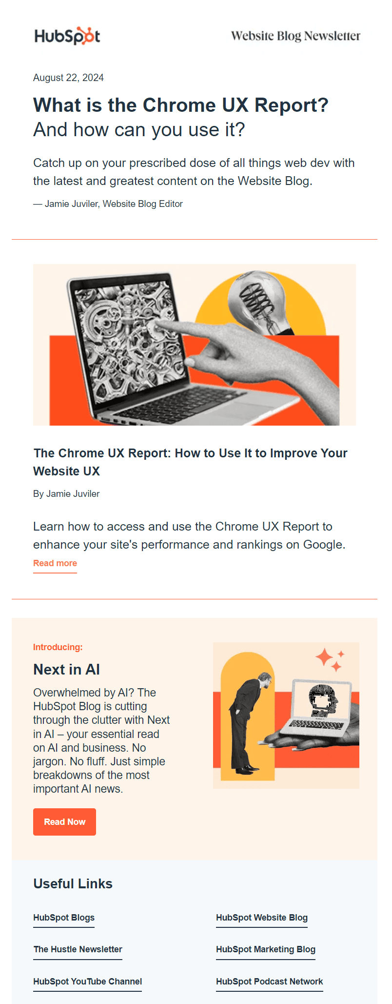 Ejemplo de un boletín de HubSpot Ejemplo de un boletín de HubSpot