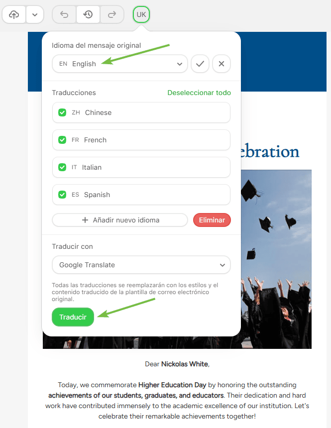 C&oacute;mo traducir un correo electr&oacute;nico a varios idiomas a la vez