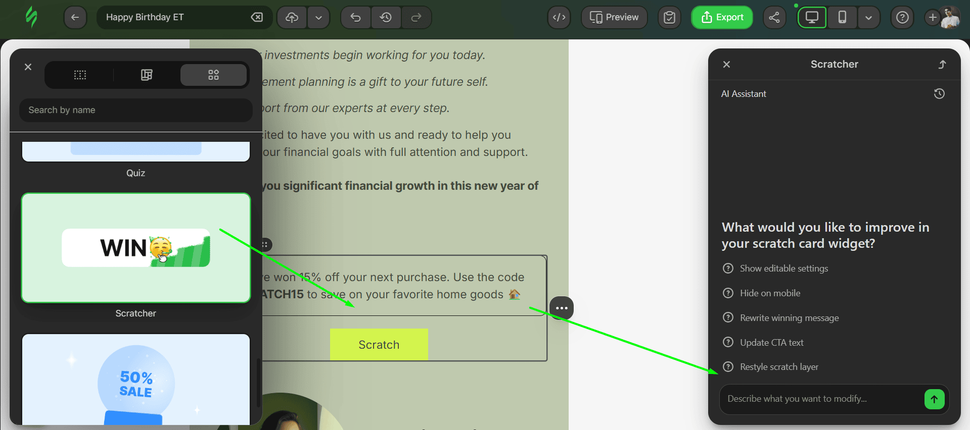 How to use Stripo widget