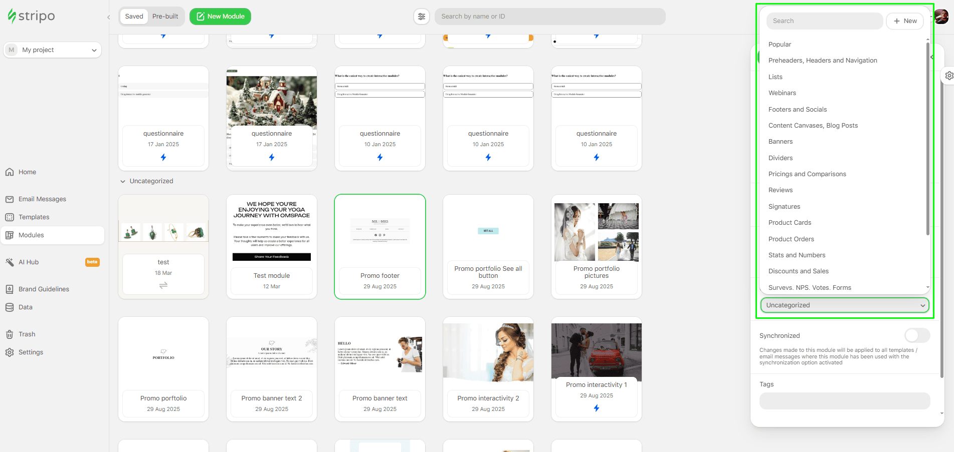 Module information editing