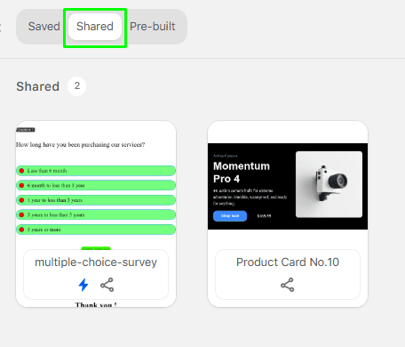 Shared modules tab