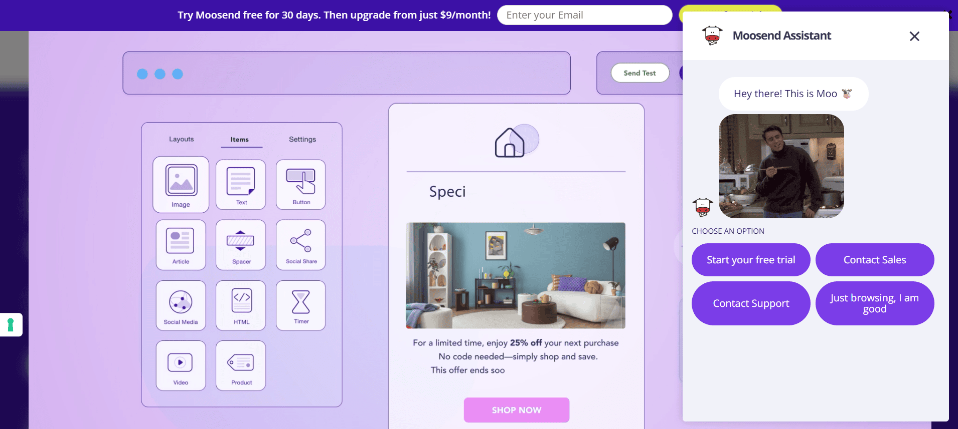 Plataforma de email marketing Moosend