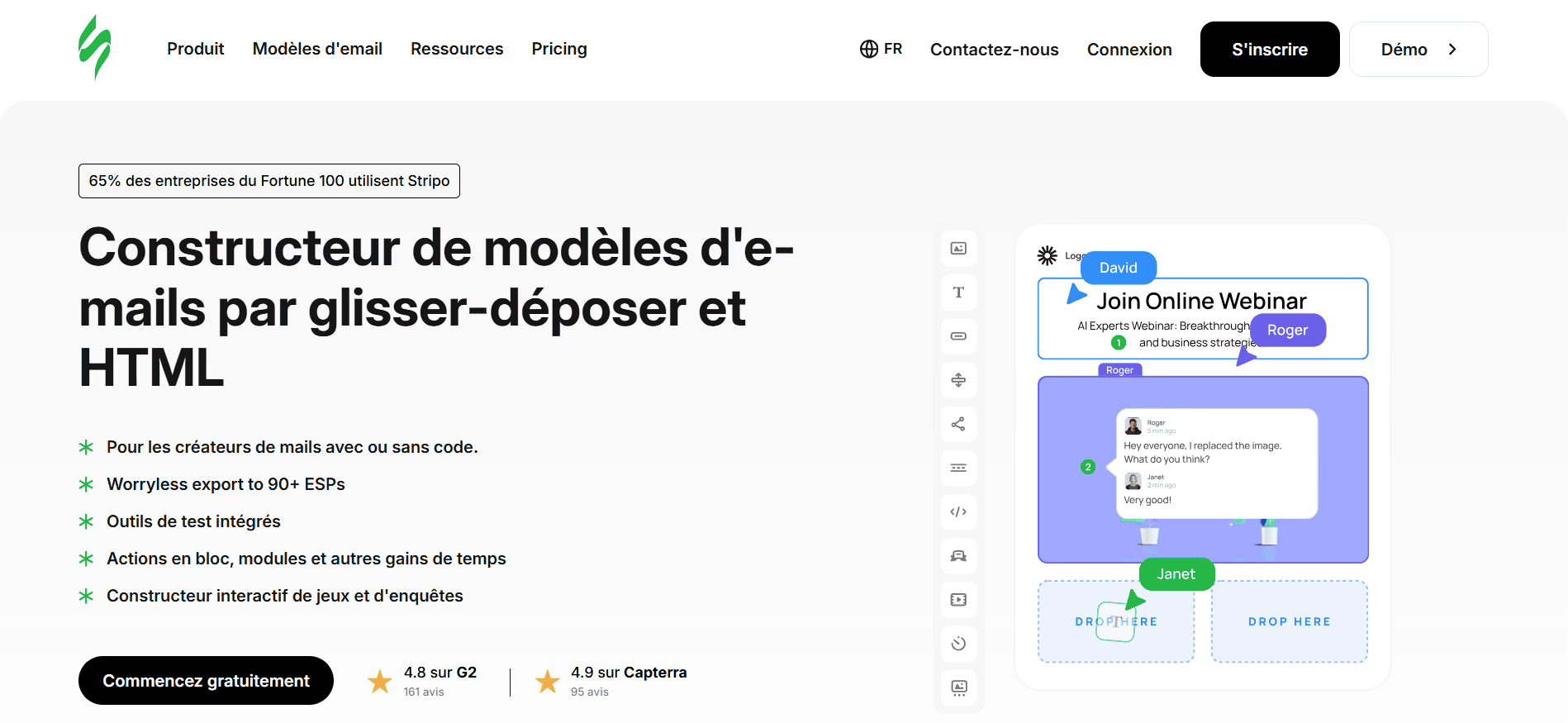 Cr&eacute;ateur de mod&egrave;les d'e-mails Stripo