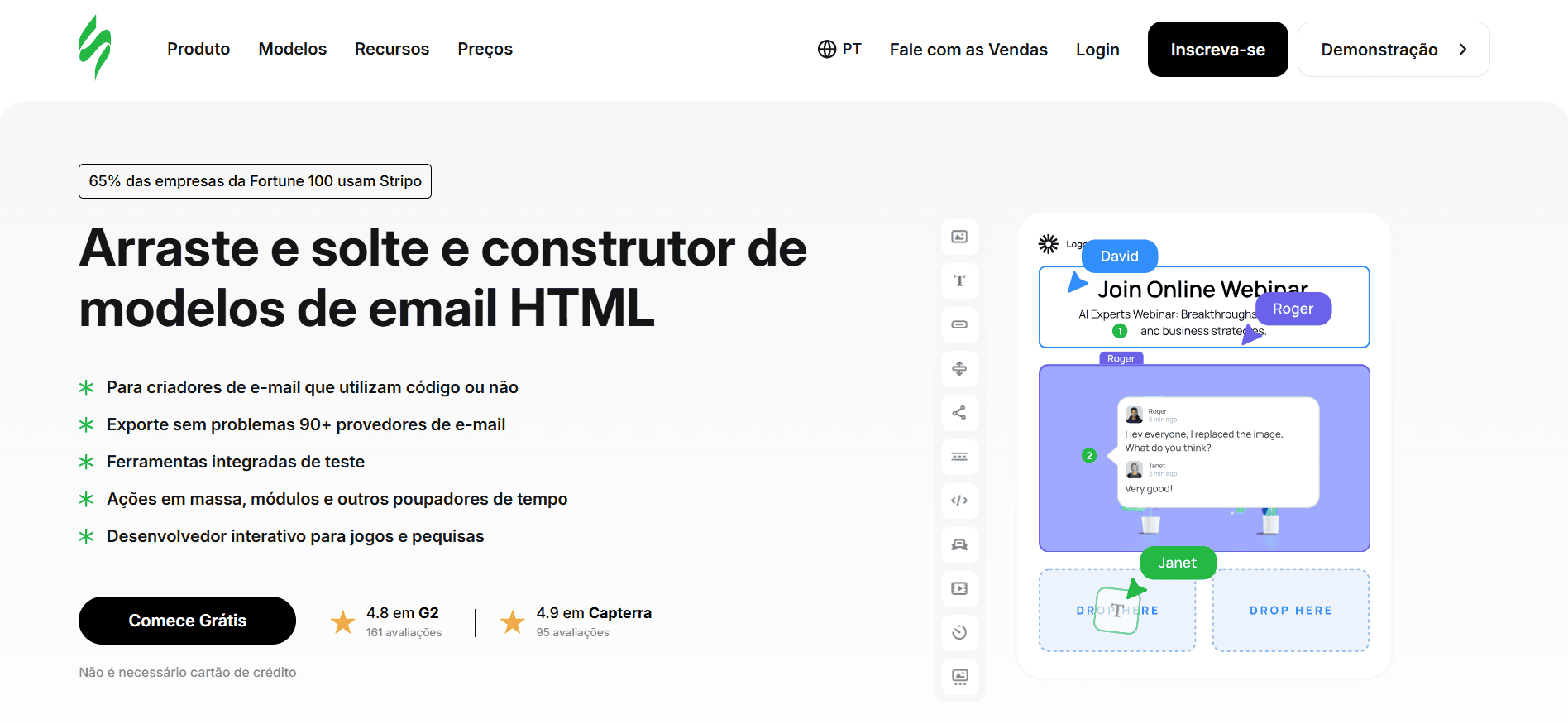 Editor de modelos de e-mail da Stripo Editor de modelos de e-mail da Stripo