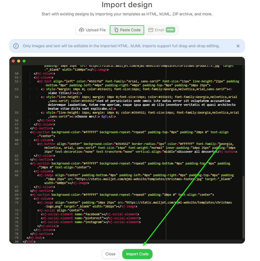 Pasted template code Pasted template code