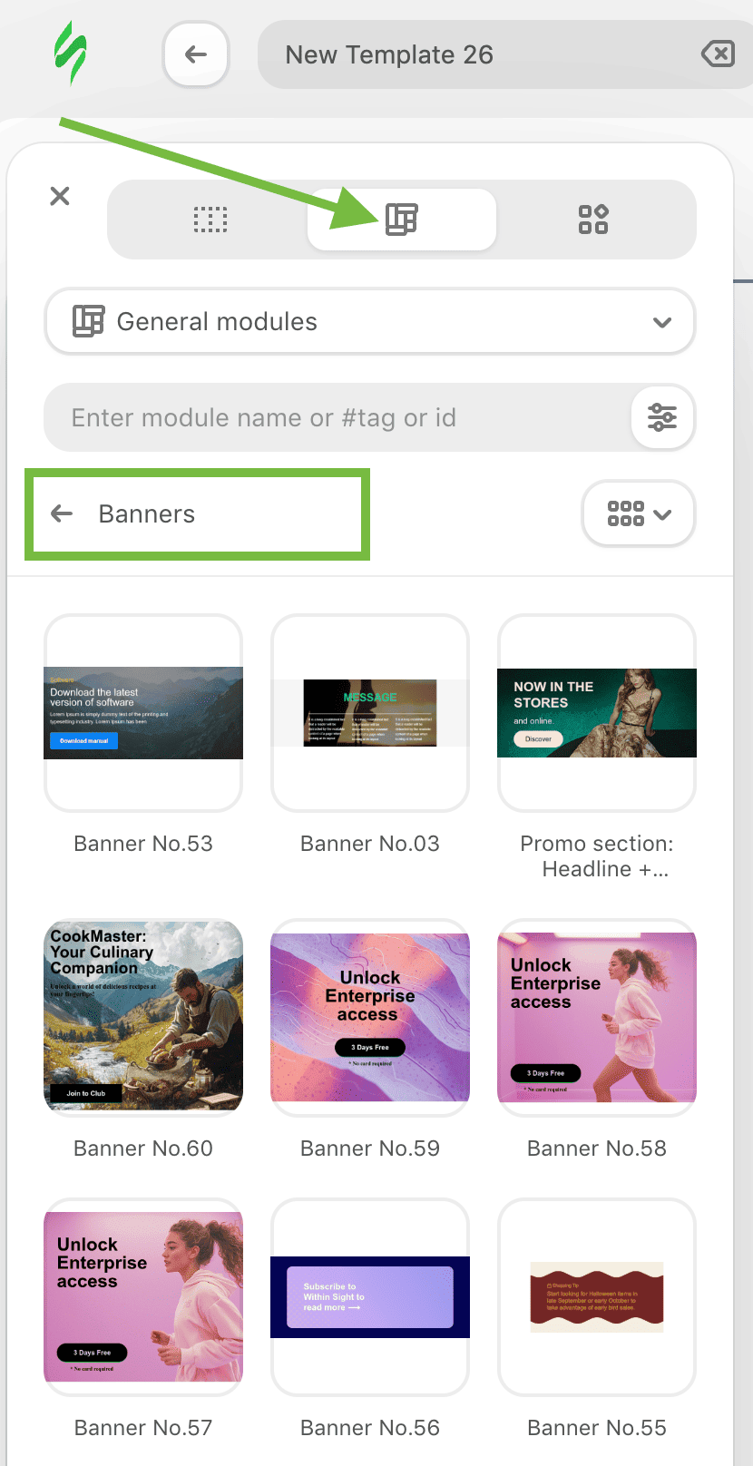 Example of prebuilt modules in Stripo