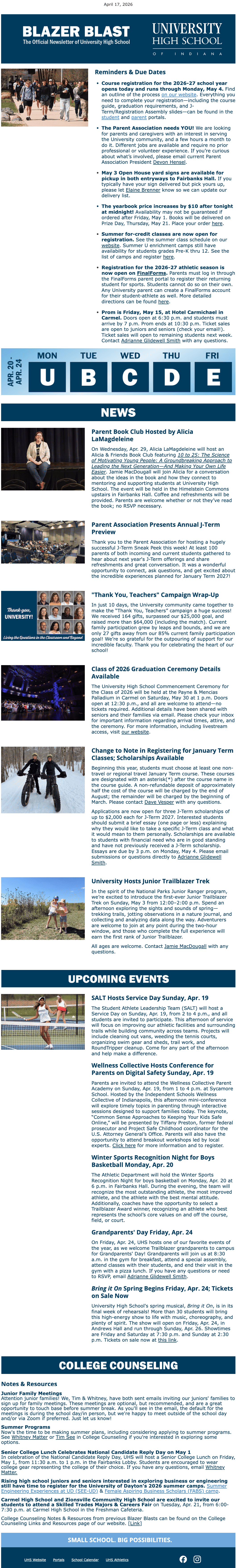 Example of university weekly newsletter Example of university weekly newsletter
