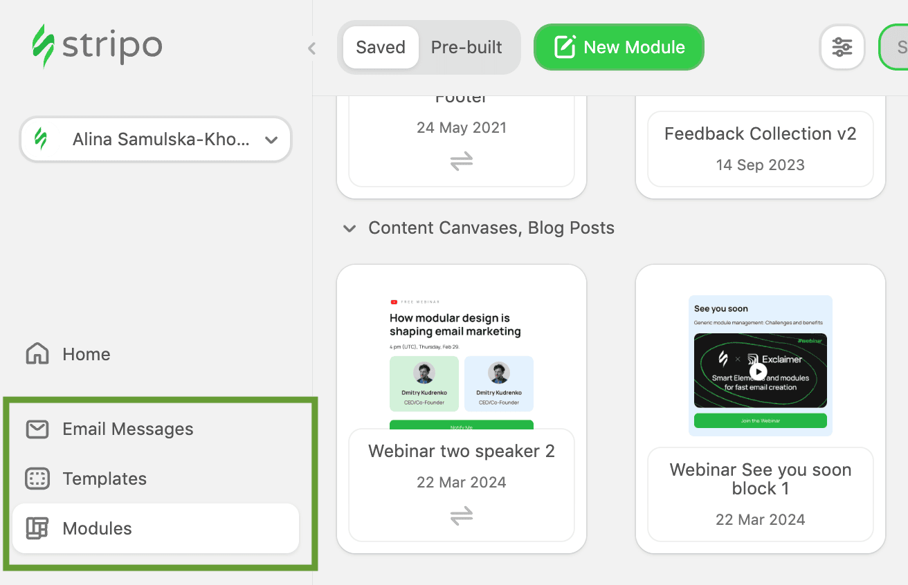 Libraries for emails, templates, and modules in Stripo Libraries for emails, templates, and modules in Stripo