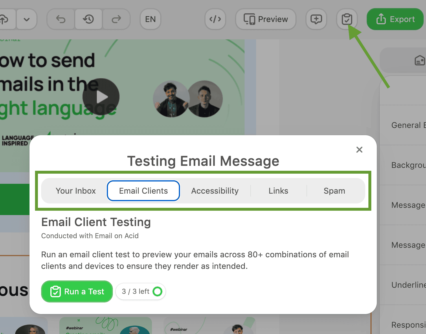 Email testing tools in Stripo Email testing tools in Stripo