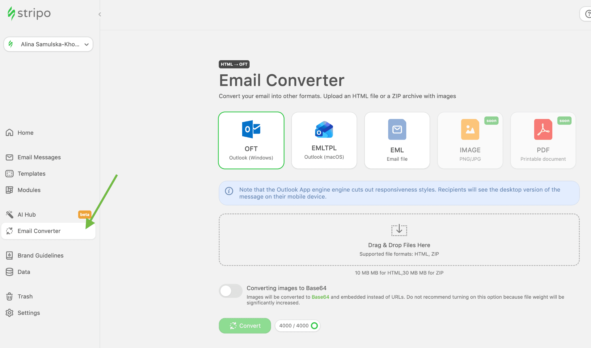 How to convert HTML email to different formats in Stripo How to convert HTML email to different formats in Stripo