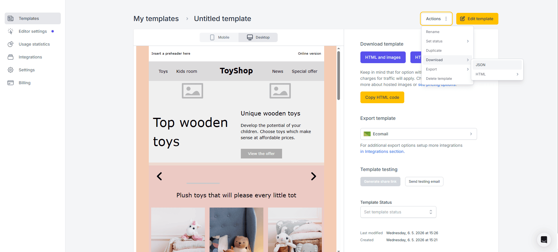 Topol’s email template export Topol’s email template export