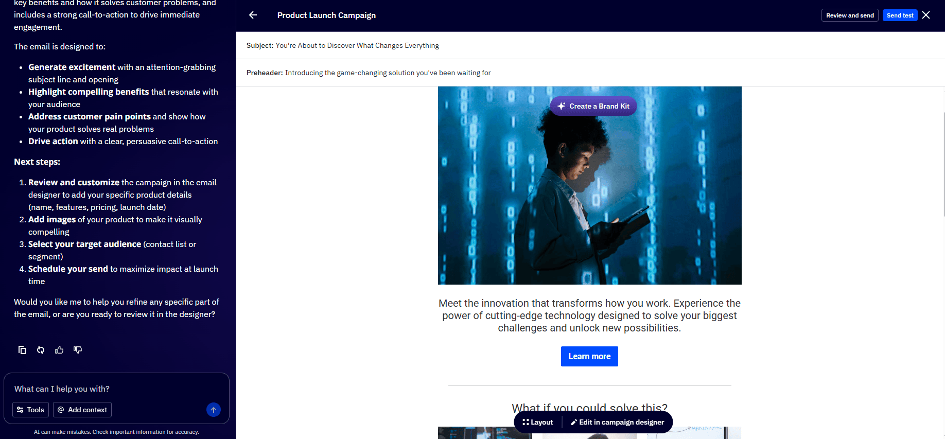 ActiveCampaign’s AI assistant for creating emails ActiveCampaign’s AI assistant for creating emails
