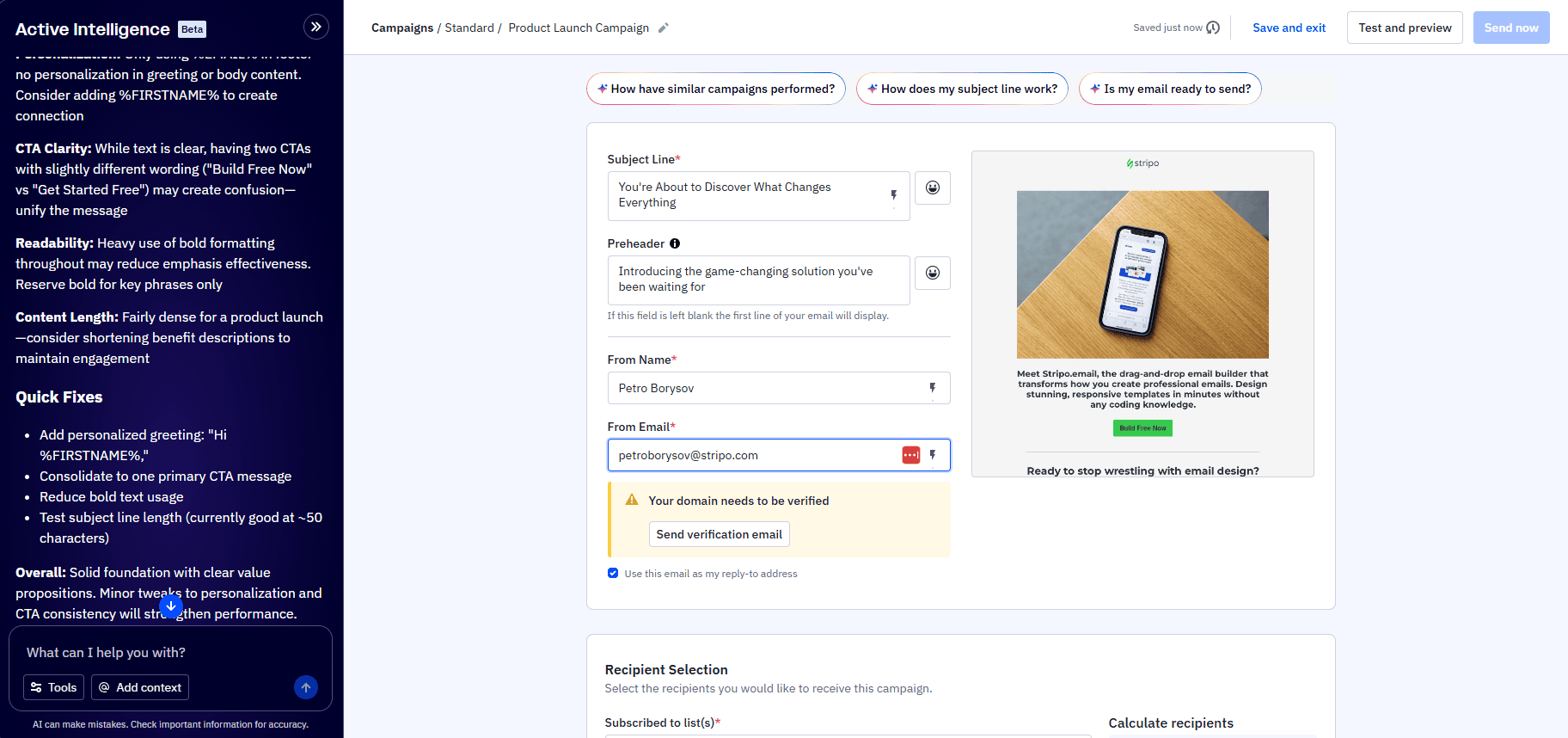 ActiveCampaign’s pre-send check and polishing ActiveCampaign’s pre-send check and polishing