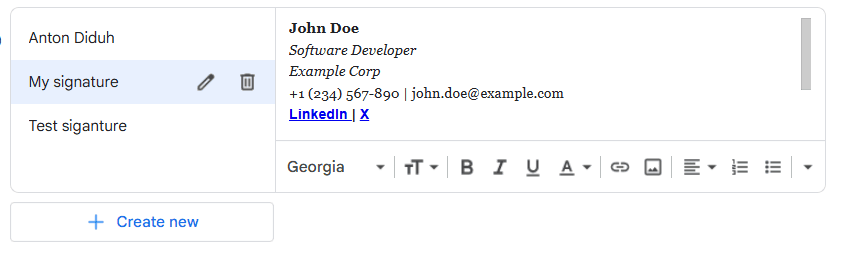 Firma de Gmail editada