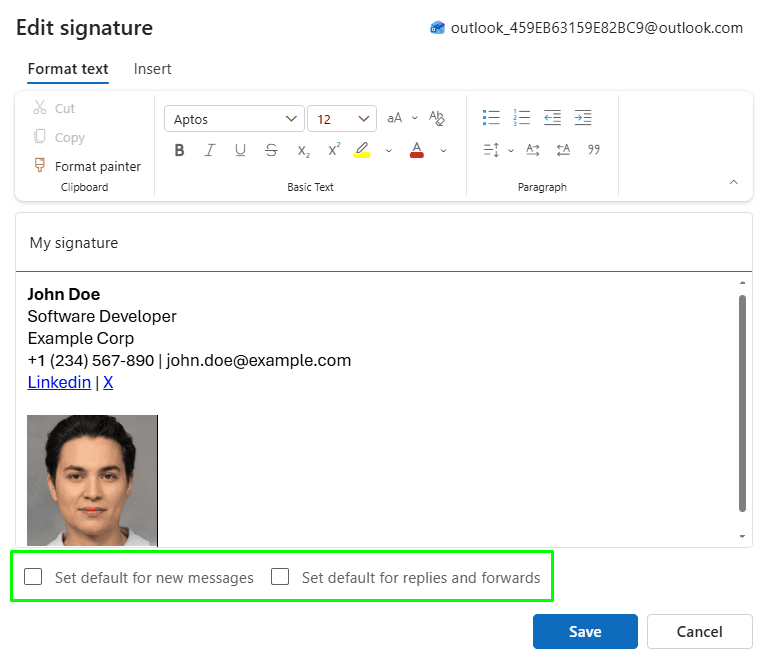 Configuraci&oacute;n de Outlook para incluir la firma en distintos tipos de emails