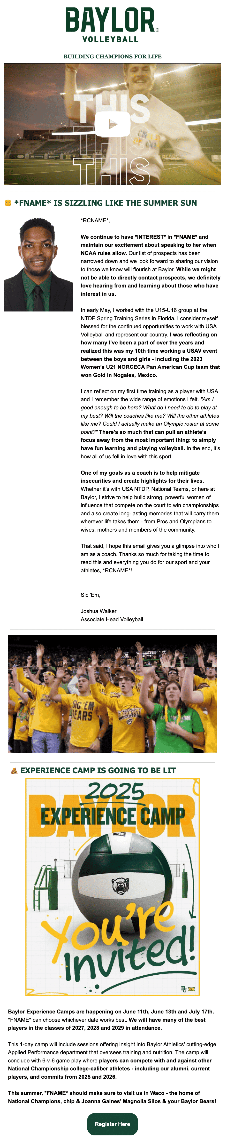 Example of the university email newsletter digest