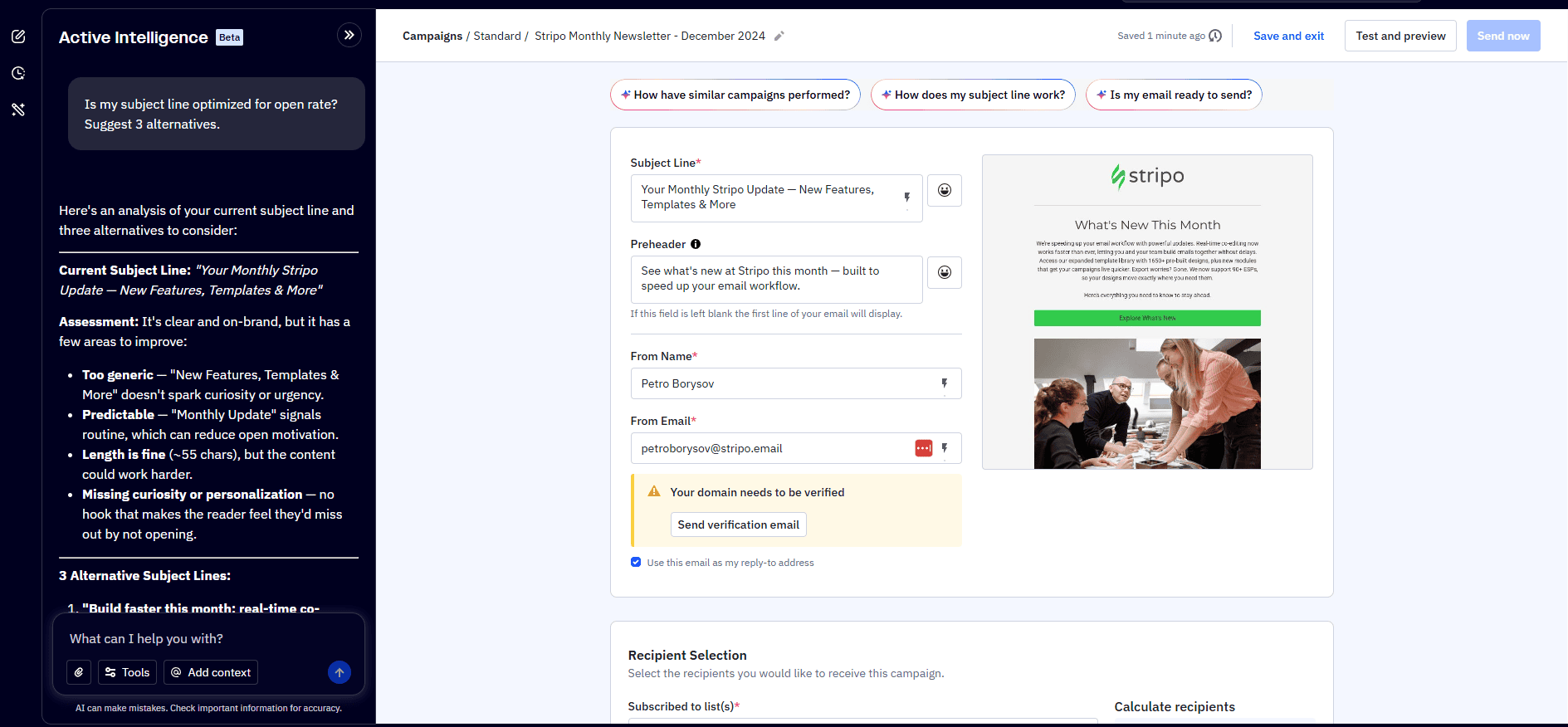 ActiveCampaign’s pre-send email polishing ActiveCampaign’s pre-send email polishing