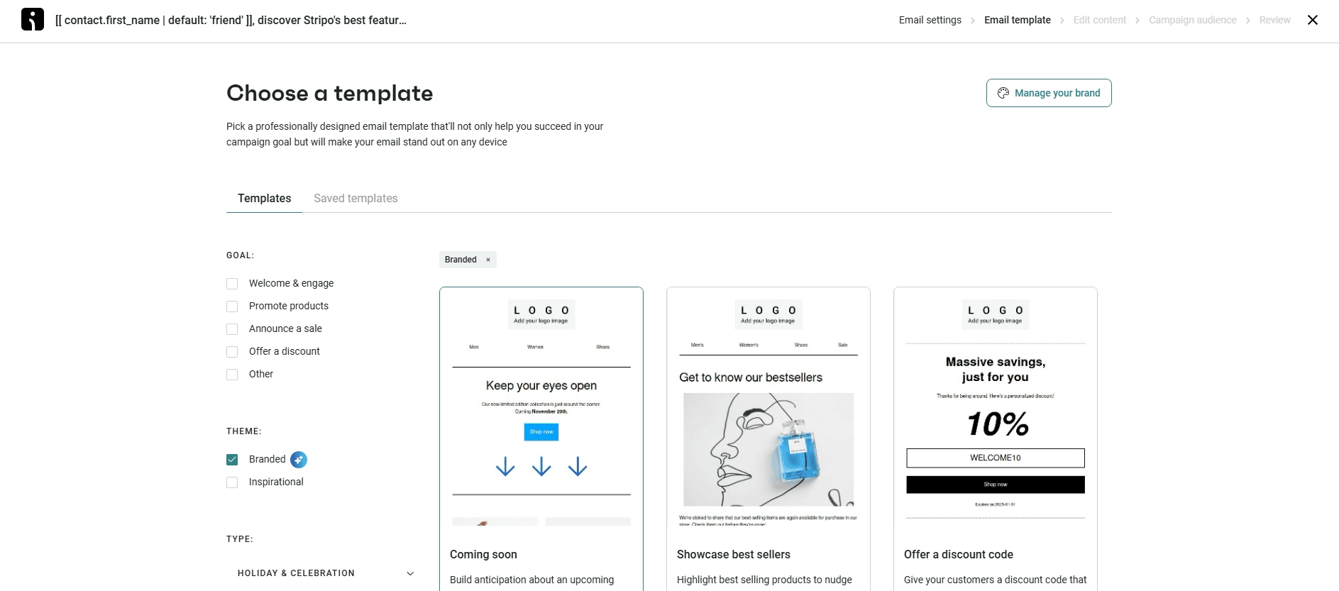 Omnisend’s branded email templates Omnisend’s branded email templates