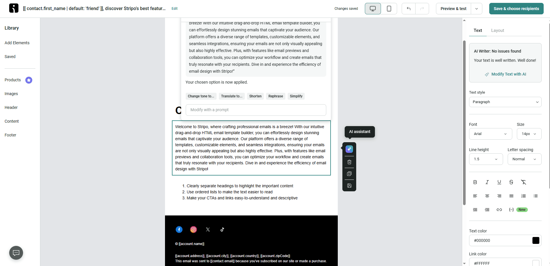 Omnisend’s AI email check Omnisend’s AI email check