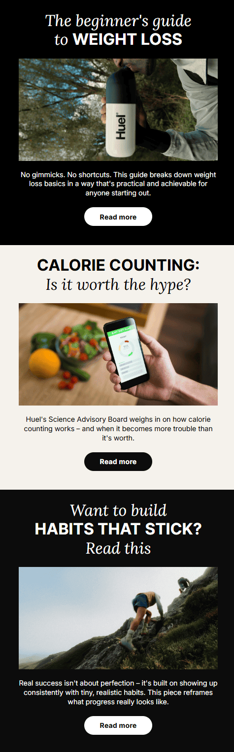 Example of newsletter with multiple CTAs