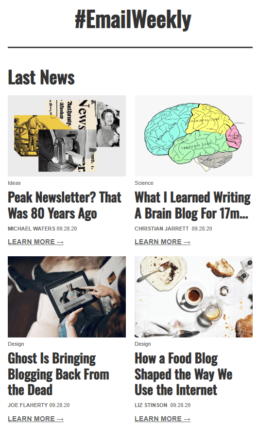 Example of CTA in newsletter