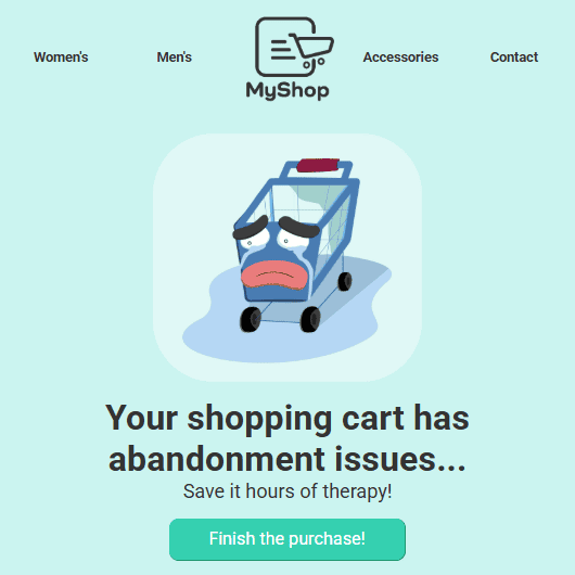 Example of CTA in abandoned cart email