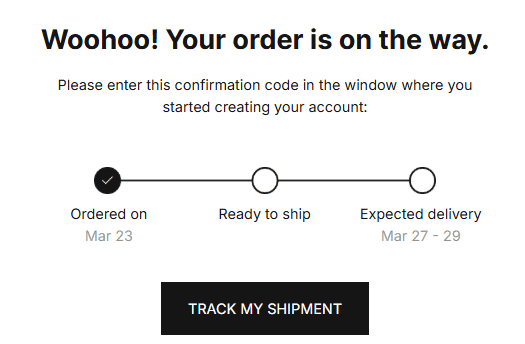 Example of CTA in transactional email