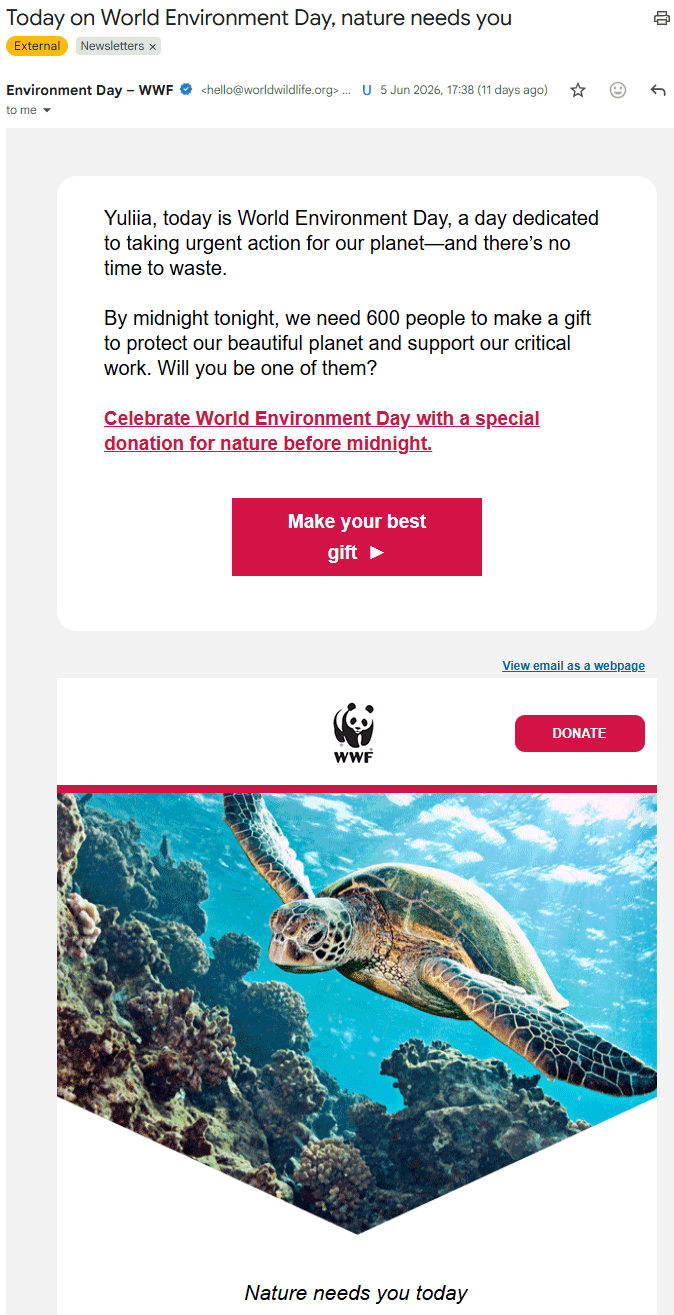 Example of an email with a CTA that aligned with one landing page and misaligned with another landing page