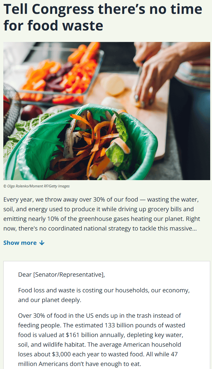 Example of a landing page misaligned with CTA