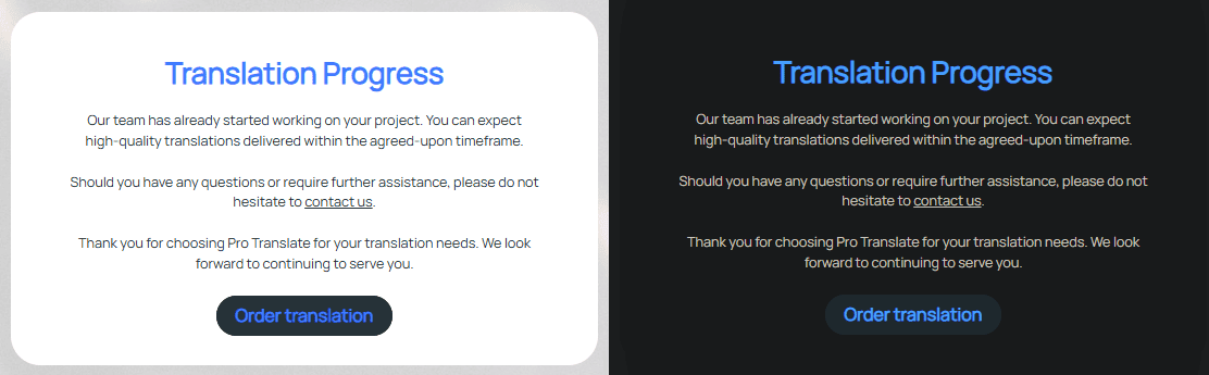 Example of CTA in light and dark mode