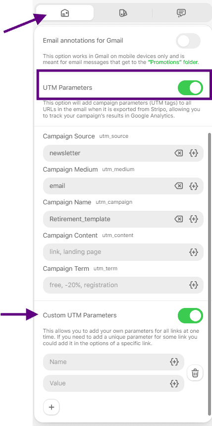 UTM Parameters setting