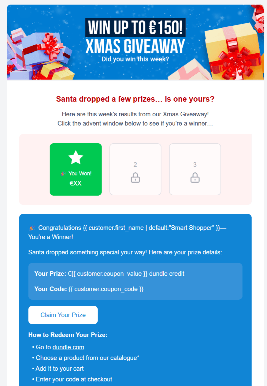 A gamified Advent Calendar campaign example