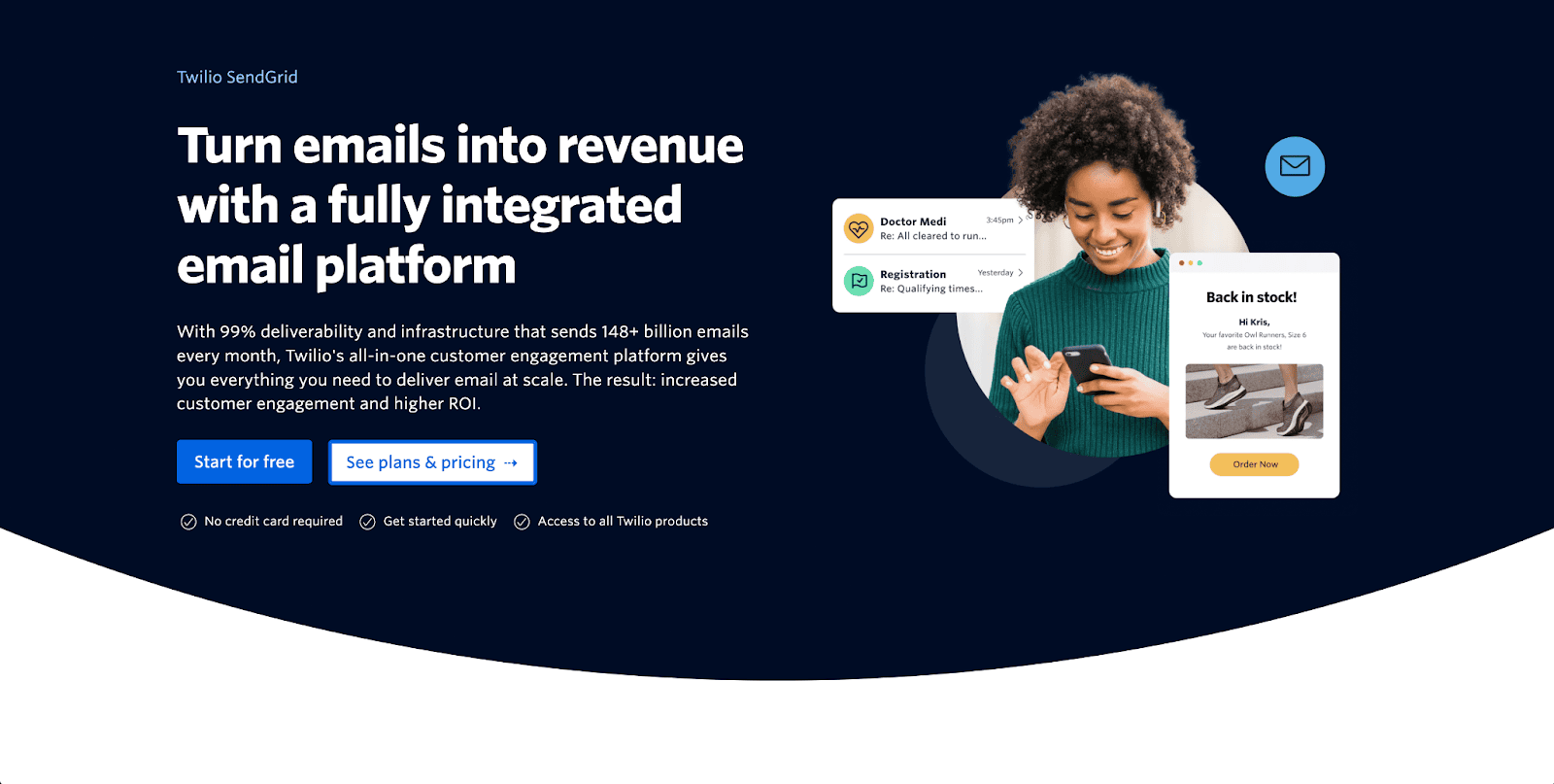 SendGrid homepage SendGrid homepage