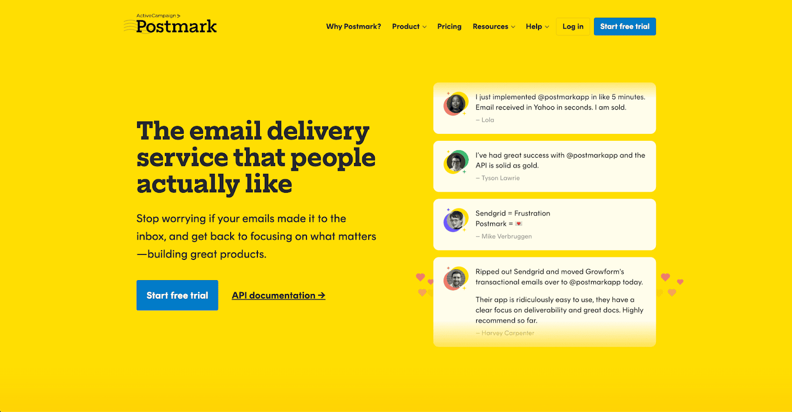 Postmark homepage Postmark homepage